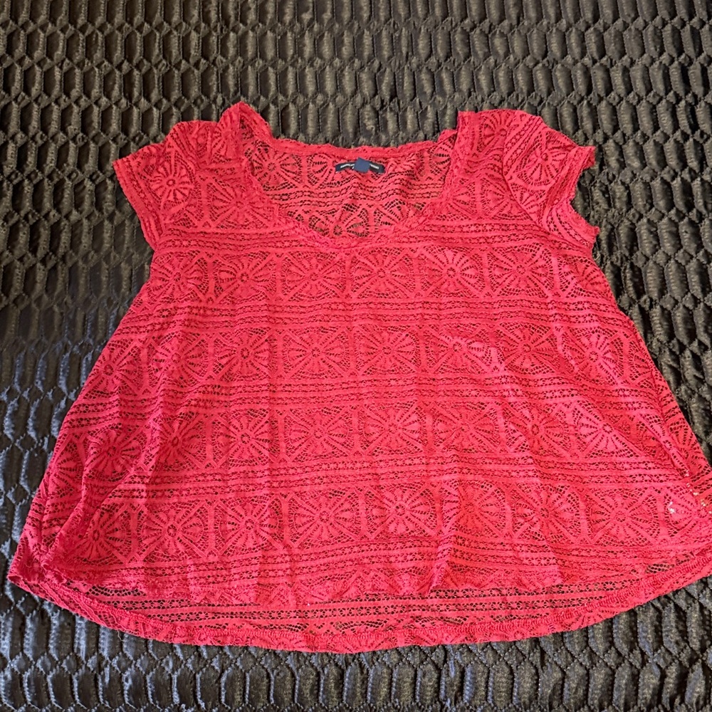 AE Red Lace Women Top